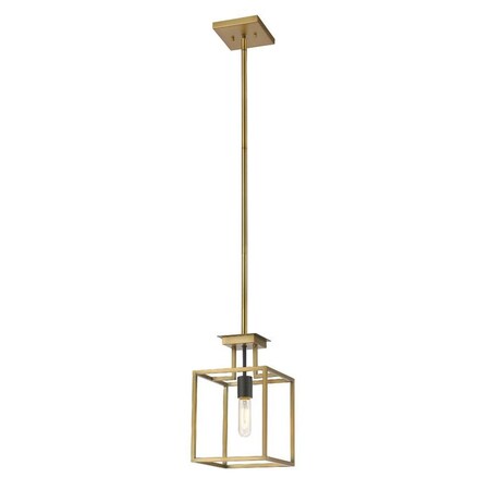 Z-Lite Quadra 1 Light Mini Pendant, Olde Brass + Bronze 456MP-OBR-BRZ